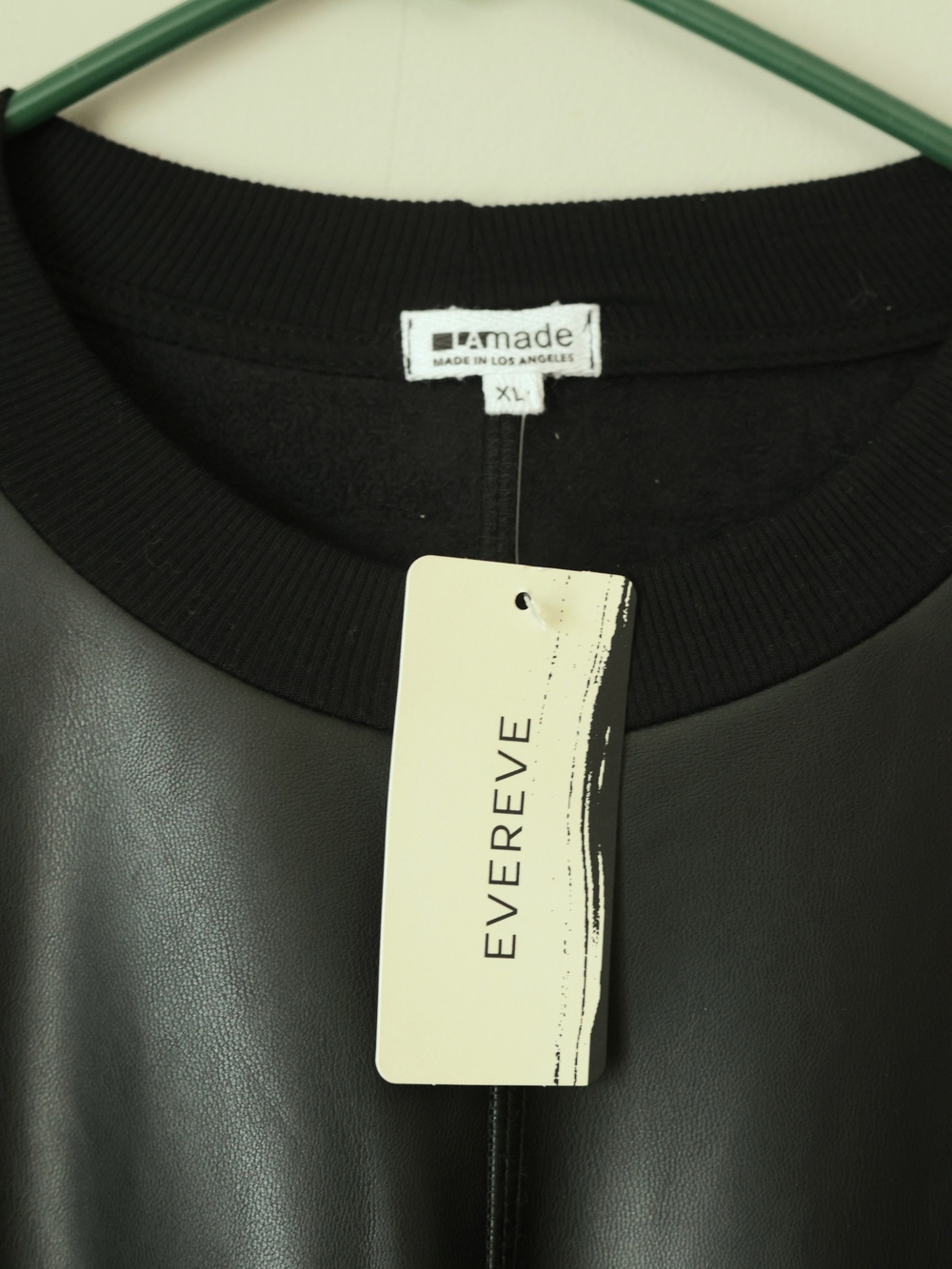 Evereve Black Faux Leather Top Large NWT - Picture 3 of 9